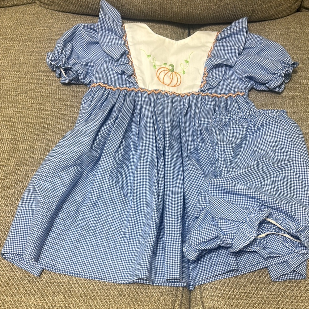 Petit Ami dress with  Pumpkin Embroidery